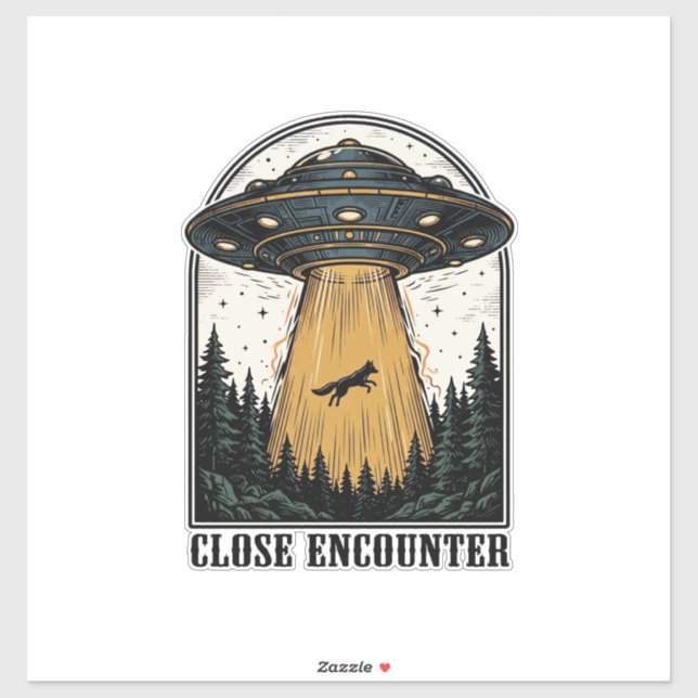 Sticker Enlèvement de forêt extraterrestre Gravure vintage (Feuille)