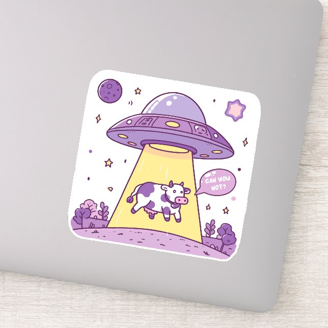 Sticker Enlèvement de vache gen Z par un alien (Détail)