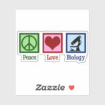 Sticker Enseignant en biologie de l'amour pour la paix<br><div class="desc">De mignons cadeaux d'enseignant en biologie pour un professeur de bio. Peace Love Biology présente un signe de paix,  un coeur et un microscope pour la classe scientifique.</div>