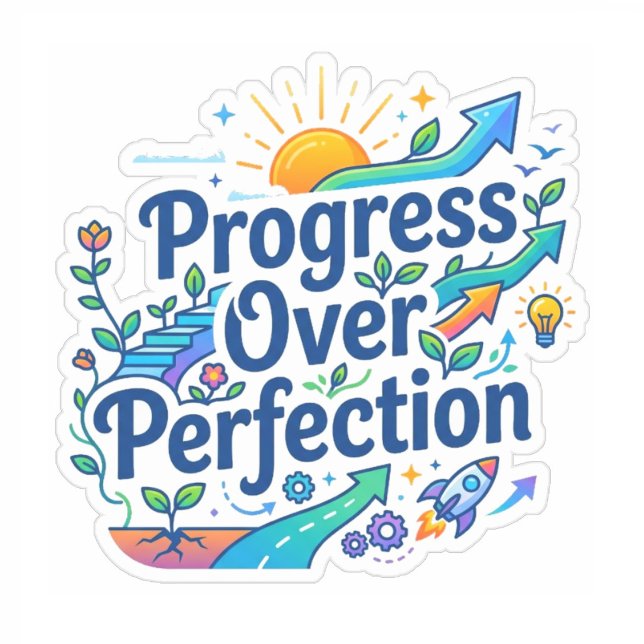 Sticker Enseignants Inspirants | Progrès Plutôt que Perfec (Unique Progress Over Perfection stickers)