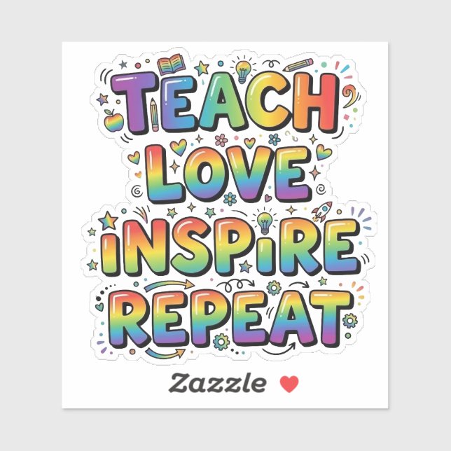 Sticker Enseigner Aimer Inspirer Répéter Remerciements aux (Feuille)