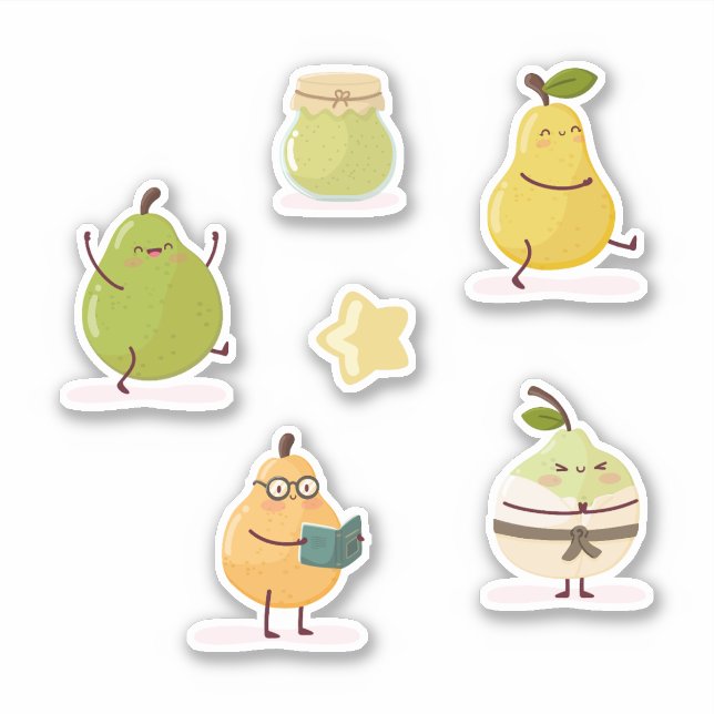 Sticker Ensemble amusant de style kawaii (Devant)