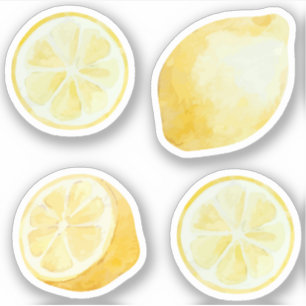 Sticker Ensemble aquarelle tranches de citrons jaunes de l