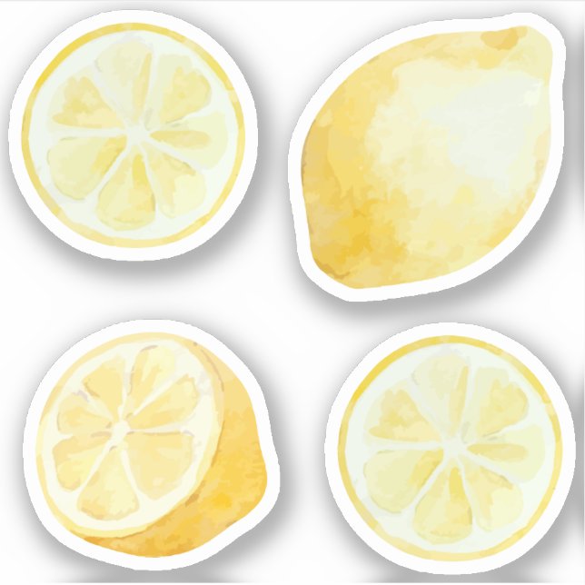 Sticker Ensemble aquarelle tranches de citrons jaunes de l (Devant)