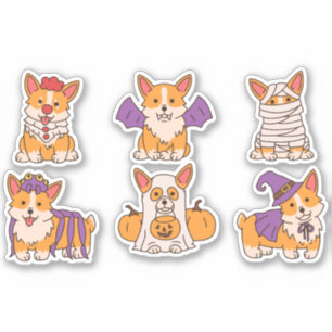 STICKER ENSEMBLE CORGI CUTE HALLOWEEN