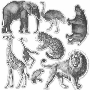 Sticker Ensemble d'animaux africains
