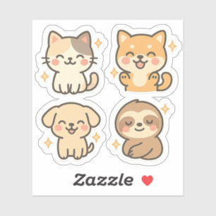 Sticker Ensemble d'autocollants animaux Cute Kawaii   Chat