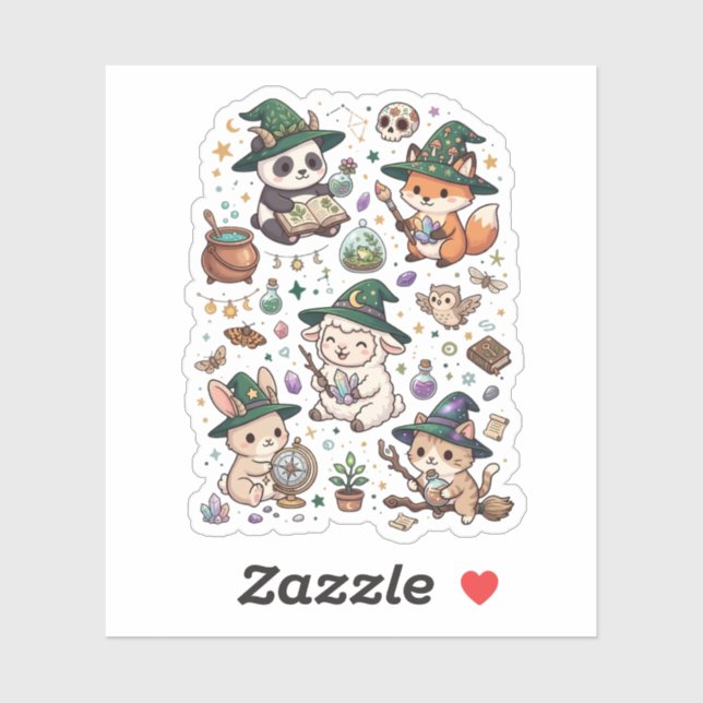 Sticker Ensemble d'autocollants d'amis d'animaux de fantai (Feuille)