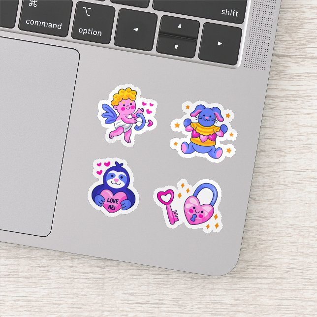 Sticker Ensemble d'autocollants d'amour mignon (Détail)