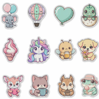 Sticker Ensemble d'autocollants d'animaux Kawaii – Animaux