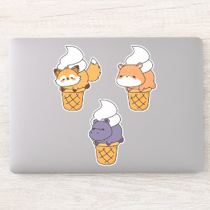 Sticker Ensemble d'autocollants d'animaux Kawaii drôles et