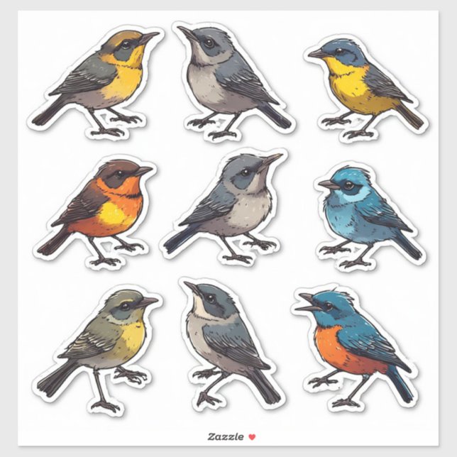 Sticker Ensemble d'autocollants de chanteurs printaniers c (Feuille)