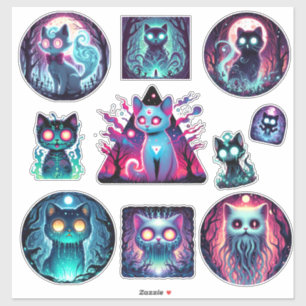 Sticker Ensemble d'autocollants de chats spectraux