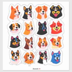 Sticker Ensemble d'autocollants de chien de dessin animé m