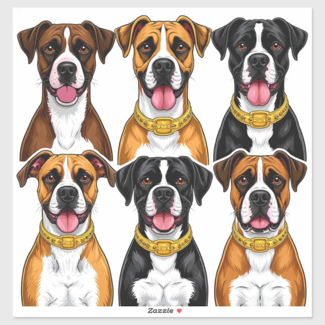Sticker Ensemble d'autocollants de chiens avec visage déta (Feuille)