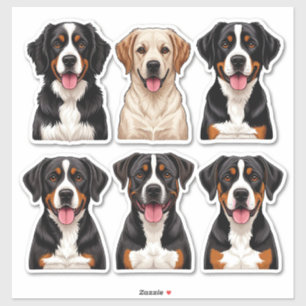 Sticker Ensemble d'autocollants de chiens avec visage déta
