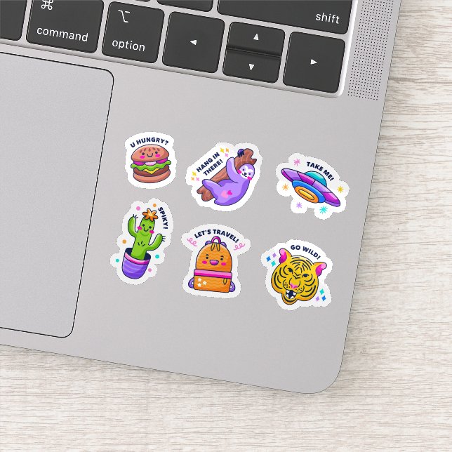 Sticker Ensemble d'autocollants de dessin amusant (Détail)