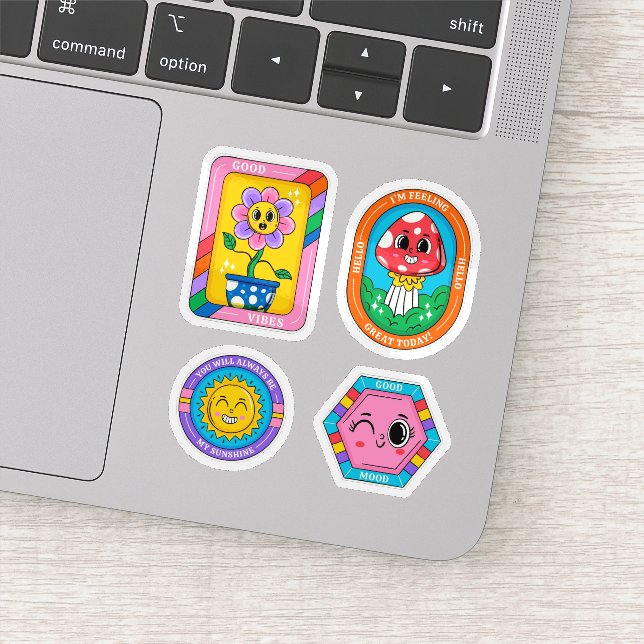 Sticker Ensemble d'autocollants de dessin animé rétro (Détail)