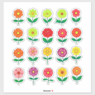 Sticker Ensemble d'autocollants de fleurs colorés