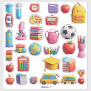 Sticker Ensemble d'autocollants de fournitures scolaires c