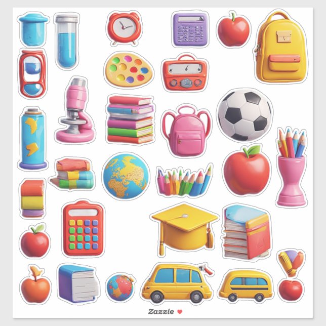 Sticker Ensemble d'autocollants de fournitures scolaires c (Feuille)