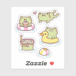 Sticker Ensemble d'autocollants de grenouilles mignonnes p