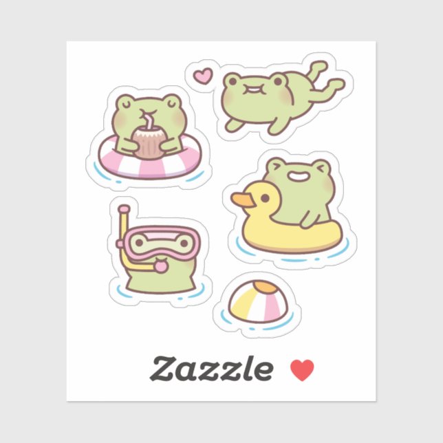 Sticker Ensemble d'autocollants de grenouilles mignonnes p (Feuille)