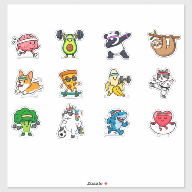 Sticker Ensemble d'autocollants de nourriture mignonne pou (Feuille)