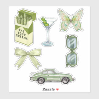 Sticker Ensemble d'autocollants esthétiques Green Coquette