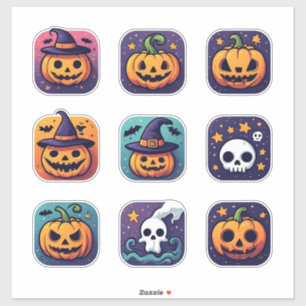 Sticker Ensemble d'autocollants Halloween Citrouille Fantô