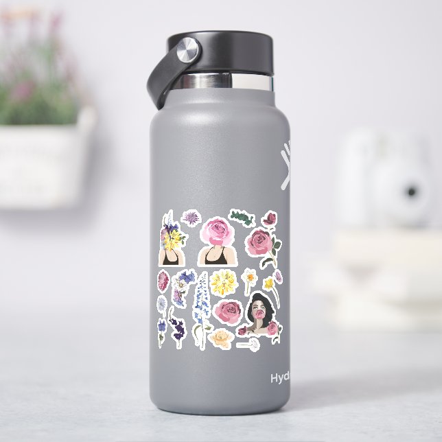 Sticker Ensemble d'autocollants Lovely avec bouquet de fle (HydroFlask)