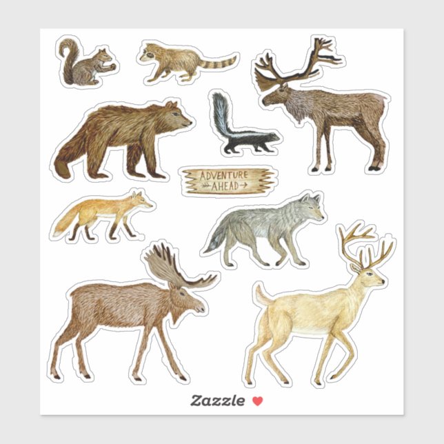 Sticker Ensemble d'autocollants pour animaux sauvages des  (Feuille)