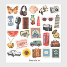 Ensemble d'autocollants pour journal vintage – Int