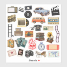 Ensemble d'autocollants pour journal vintage – Int