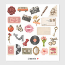 Ensemble d'autocollants pour journal vintage – Int