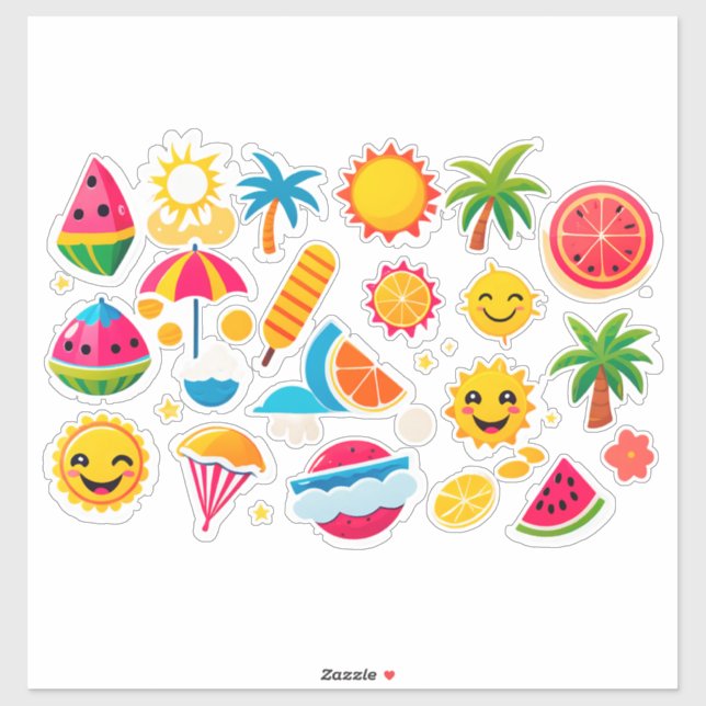 Sticker Ensemble d'autocollants pour un été radieux (Feuille)