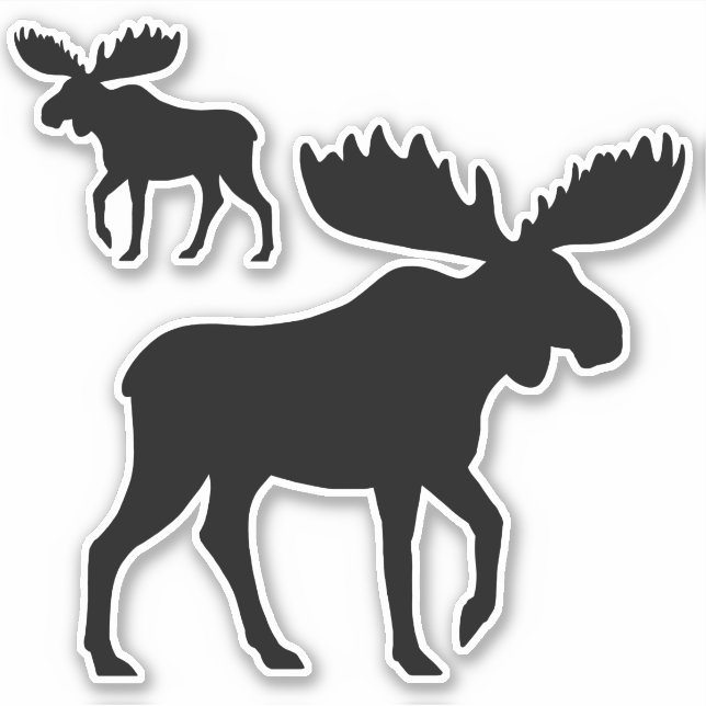 Sticker Ensemble d'autocollants Vinyl Silhouettes Moose Wa (Devant)