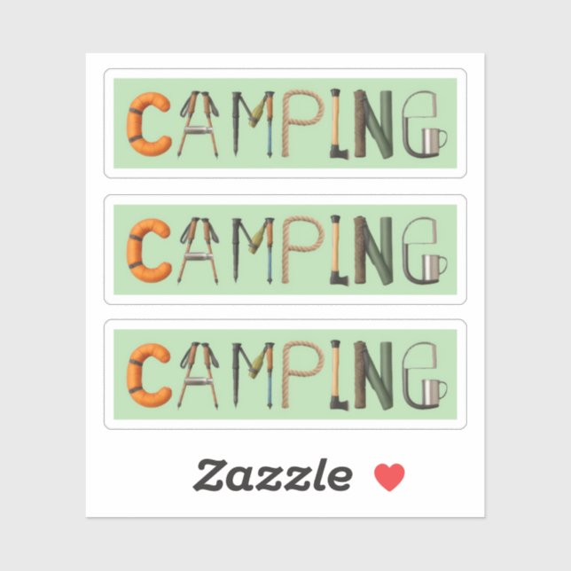 Sticker Ensemble d'autocollants Word Camping (Feuille)
