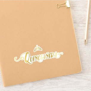 Sticker Ensemble de 10 mots Gold Crown, Tiara et Quinceañe