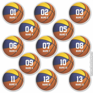 Sticker ensemble de 13 couleurs bleu or équipe basket-ball