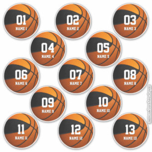 Sticker ensemble de 13 couleurs noir orange équipe basketb