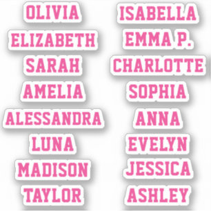 Sticker Ensemble de 16 noms personnalisés Fille Équipe Spo