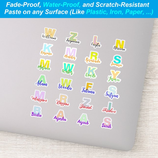 Sticker (Ensemble de 24) Noms Monogrammes modernes | Résis (monogram name stickers
)