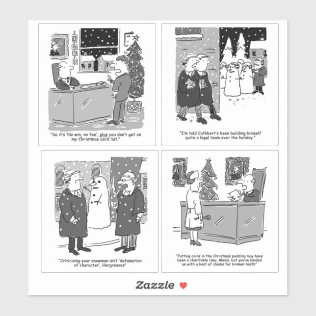 Sticker Ensemble de 4 dessins animés sur le thème juridiqu (Feuille)