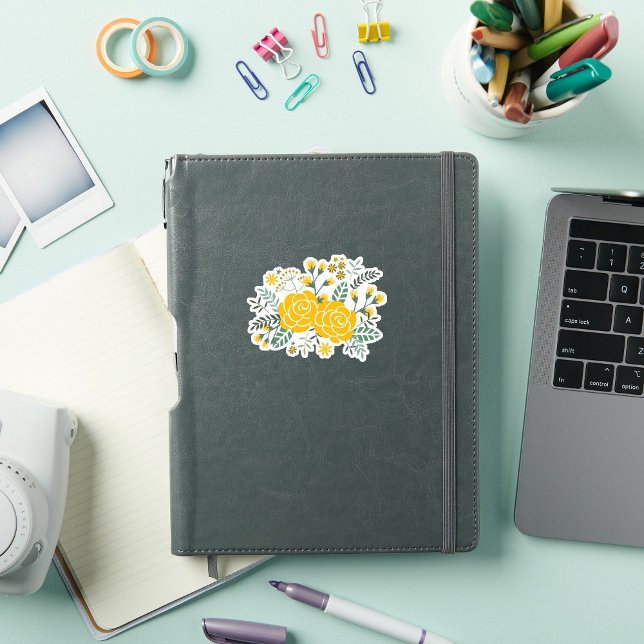 Sticker Ensemble de 4 Rose Jaune du Texas Custom Cut (Créateur téléchargé)