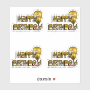 Sticker Ensemble de 4 scènes d'anniversaire brillantes