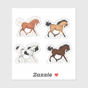 Sticker Ensemble de 4 Sorrel, Buckskin, Gitans et Chevaux 