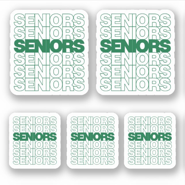 Sticker Ensemble de 5 Aînés verts Aînés Aînés Coupe person (Devant)