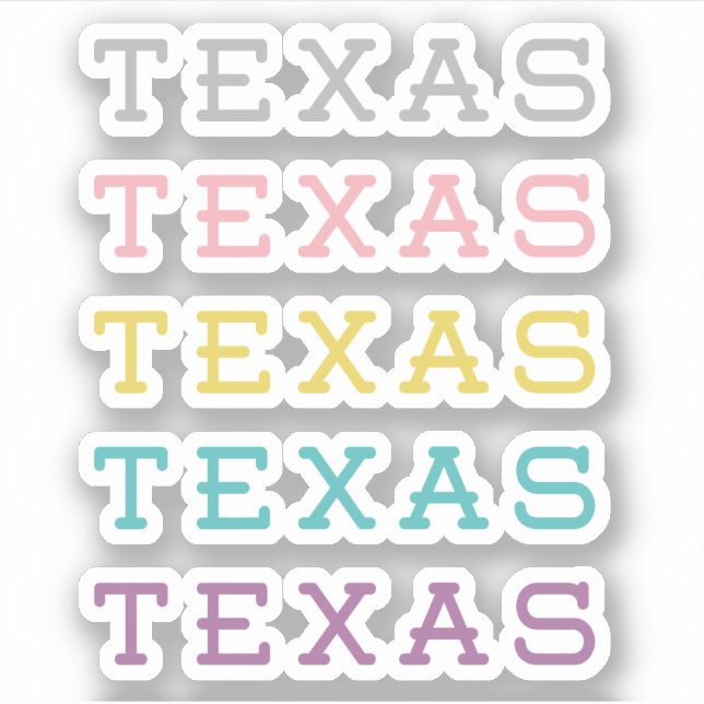 Sticker Ensemble de 5 Pastel Texas, Texas, Texas Custom-Cu (Devant)