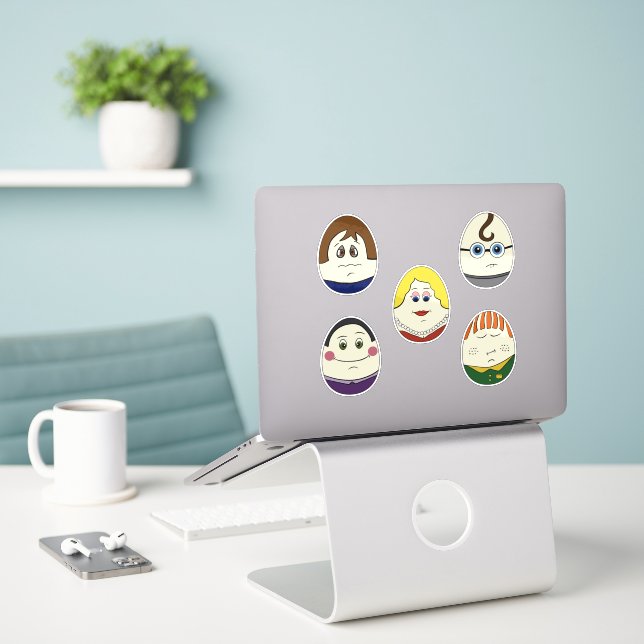 Sticker Ensemble de 5 personnages de Pâques peints (Ordinateur portable sur le bureau)
